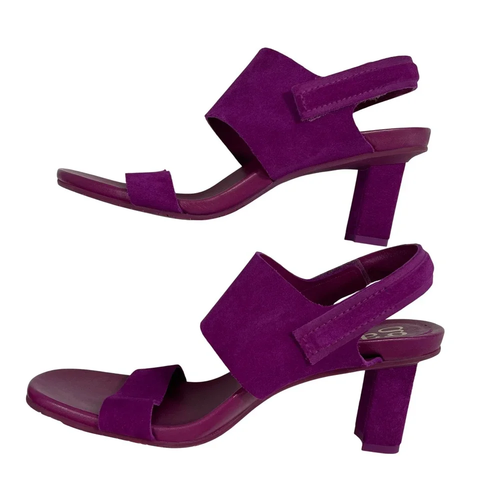 NWT Pedro Garcia Collins Purple Suede Slingback Block Heel Sandals Size 40 US 10
